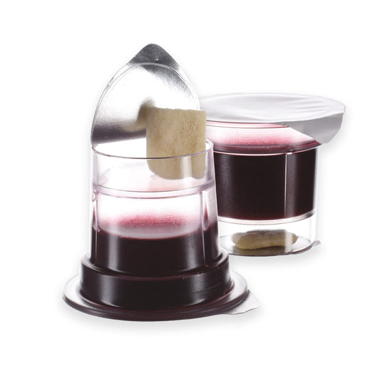 Pre-filled Communion Cups Gluten Free - Tray & Seatback Compatible - Concord Juice and Gluten