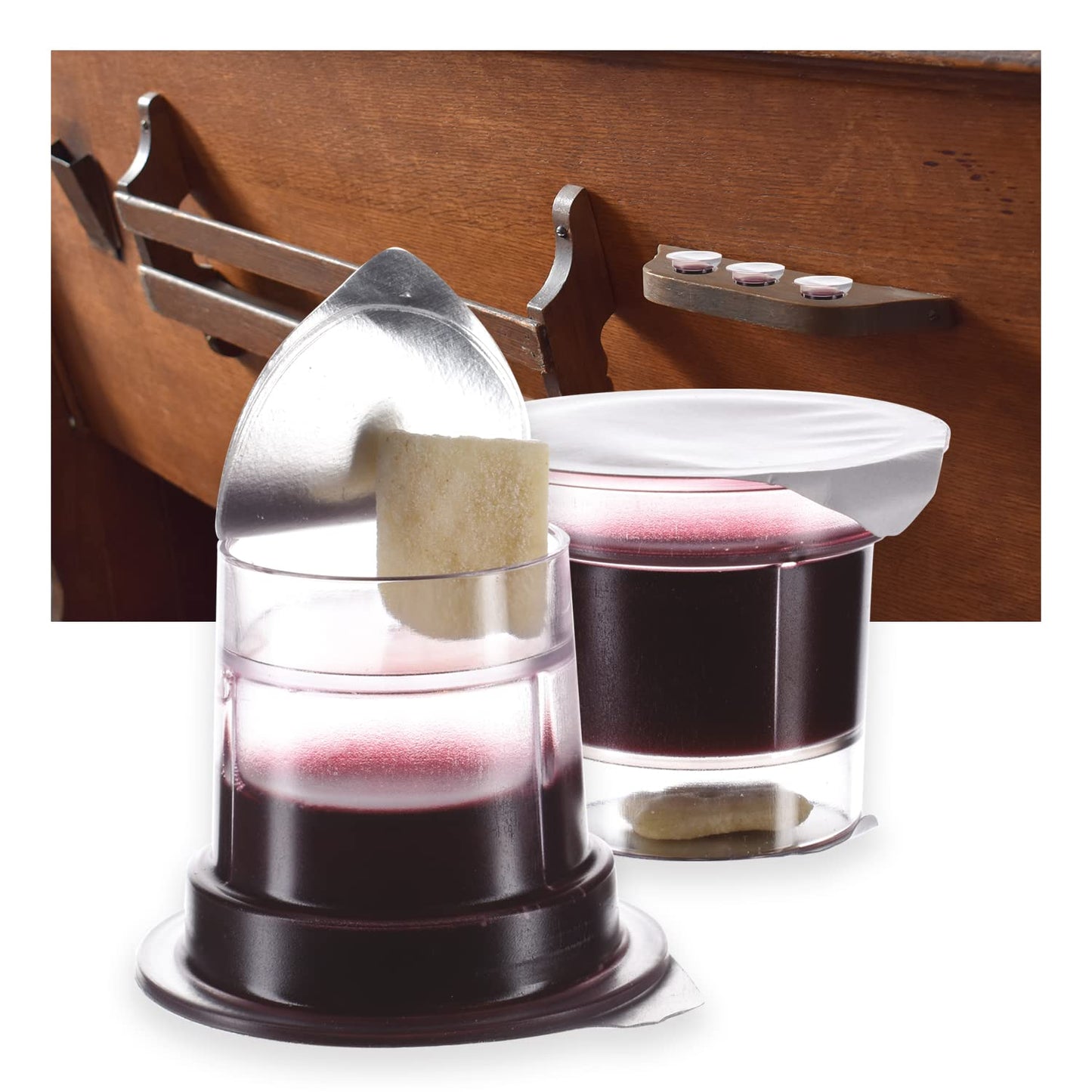 Pre-filled Communion Cups Gluten Free - Tray & Seatback Compatible - Concord Juice and Gluten